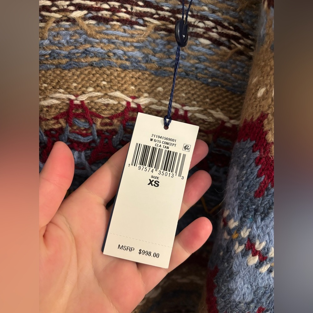 NWT RALPH LAUREN Polo Pattern Knit Cardigan Sweater Wool Alpaca Jacquard Size XS - Picture 11 of 15